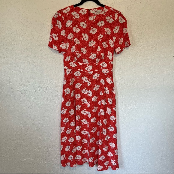 Boden Ruth Rosehip Primrose Floral Midi Dress Red Polka Dot 2R - Picture 3 of 15